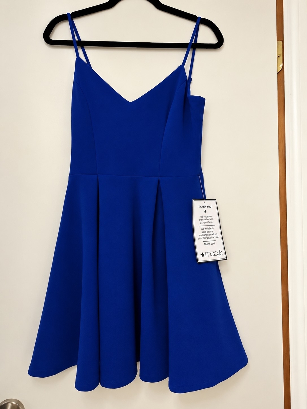 Macy’s Cobalt Blue Fit & Flare Dress – Size 7/8 – NWT